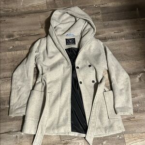 Women's Elegant Light Gray Hooded Coat